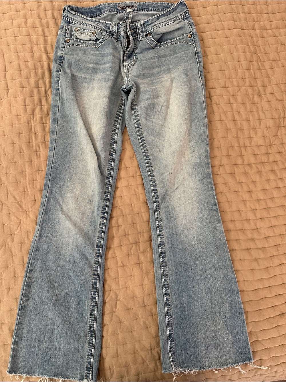 Shyanne Light Blue Flare Jeans with Raw Hem